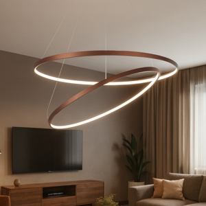 Lampadario moderno cerchi led 3000k marrone per soggiorno