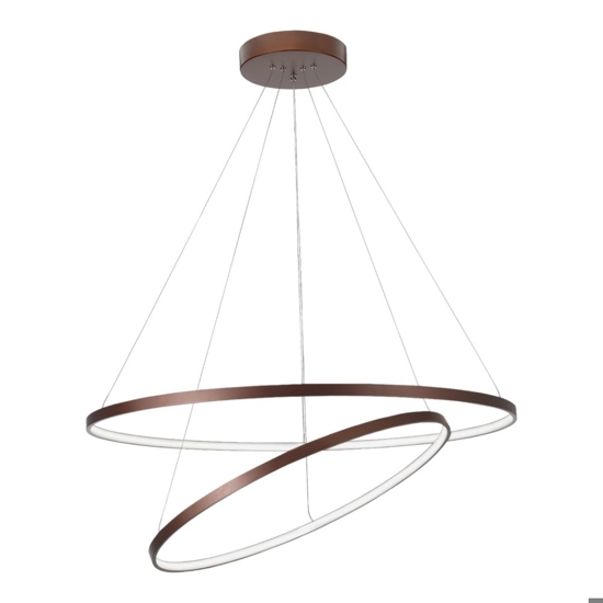 Lampadario moderno cerchi led 3000k marrone per soggiorno