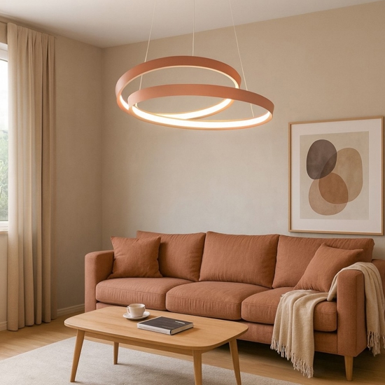 Lampadario ritmo led 70w 3700k cannella per soggiorno moderno perenz illuminazione