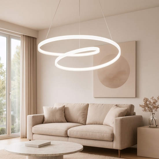 Lampadario moderno led bianco 55w 3000k ritmo perenz illuminazione