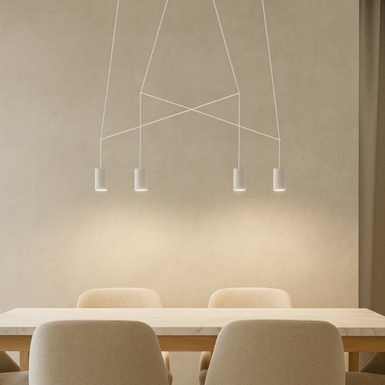Lampadario moderno bianco per tavolo da soggiorno fp