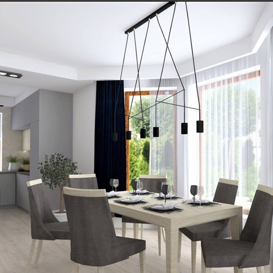 Lampadario moderno nero per tavolo da soggiorno