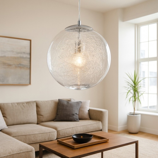 Mapa max sp1 d40 lampadario boccia in vetro trasparente