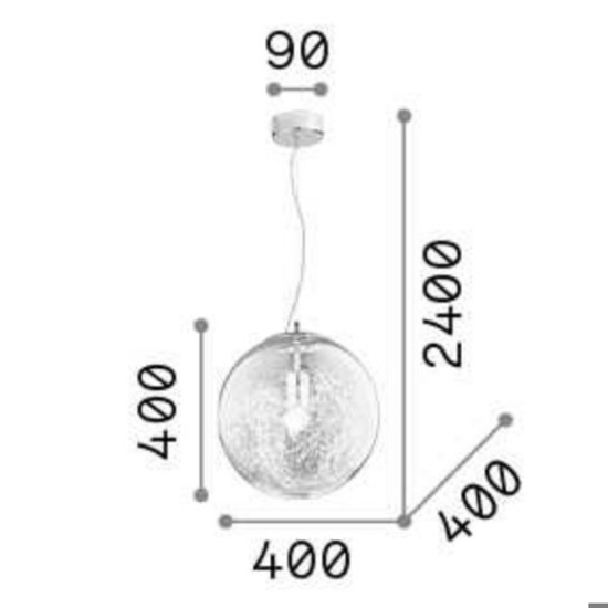 Mapa max sp1 d40 lampadario boccia in vetro trasparente