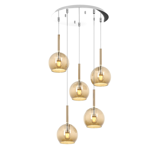Lampadario top light vetri ambra per soggiorno moderno