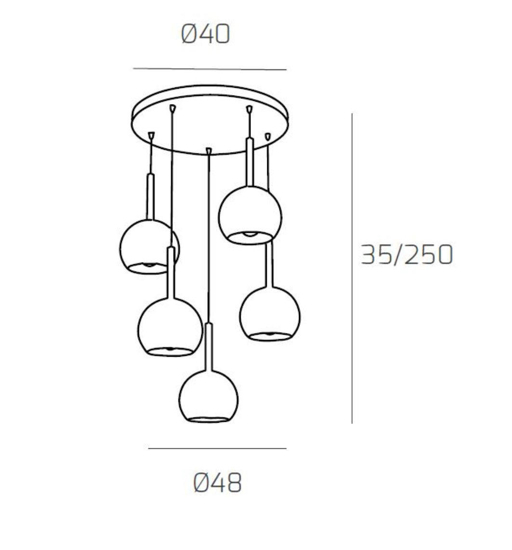 Lampadario top light vetri ambra per soggiorno moderno