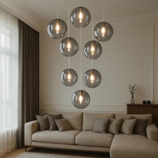Toplight eclipse lampadario moderno sfere vetro per soggiorno
