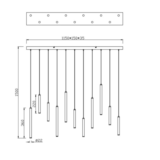 Lampadario per tavolo soggiorno moderno cilindri bianco led 3000k dimmerabile
