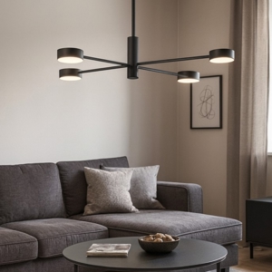 Lampadario moderno nero luci orientabili per soggiorno lampadine gx53