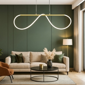 Visualizza i dettagli per Lampadario oro design moderno da soggiorno tubo led 29w 3000k Lampadario oro design moderno da soggiorno tubo led 29w 3000k