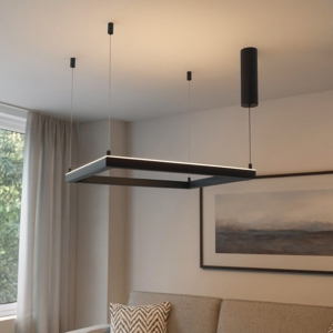 Lampadario quadrato 50cm moderno nero led 3000k dimmerabile