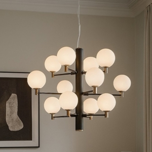 Copernico sp12 ideal lux lampadario moderno nero per soggiorno