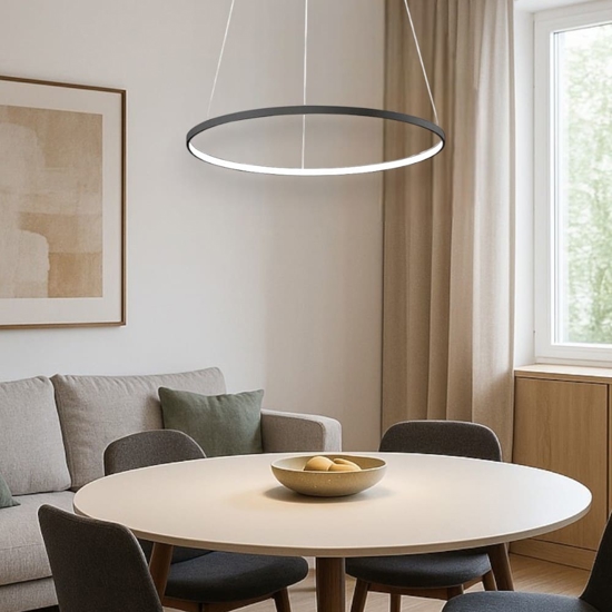 Affralux lampadario aluring led 26w 3200k cerchio nero moderno