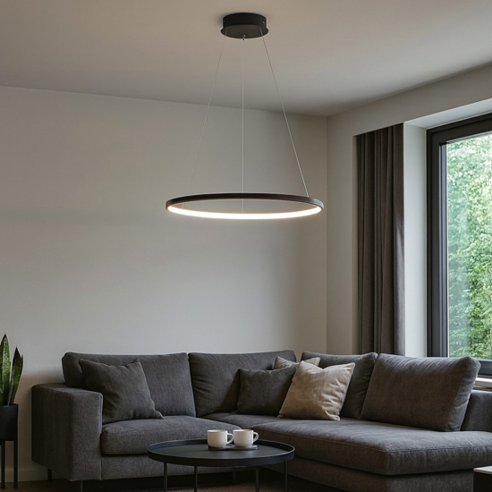 Affralux lampadario aluring led 26w 3200k cerchio nero moderno