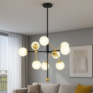 Lampadario nero oro per soggiorno salotto moderno fp