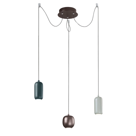 Perenz bullet lampadario led 3 luci petrolio salvia marrone 3000k