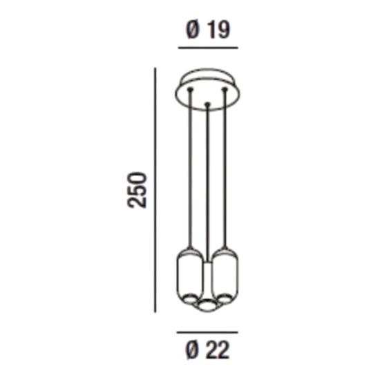 Perenz bullet lampadario led 3 luci petrolio salvia marrone 3000k