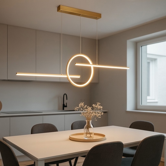 Lampadario design moderno oro led 3000k per soggiorno