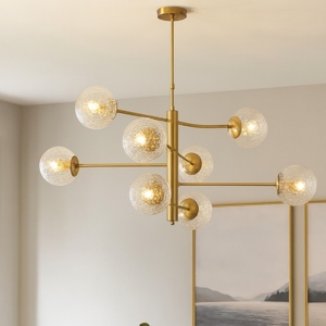 Lampadario moderno 8 luci oro bronzato per soggiorno