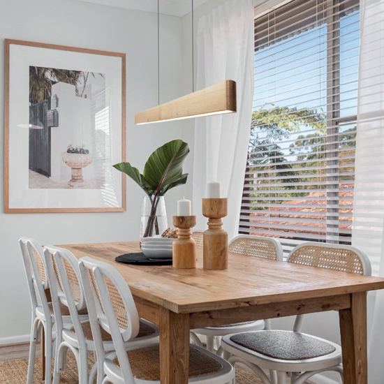 Lampadario in legno naturale led 15w 3000k per tavolo da soggiorno