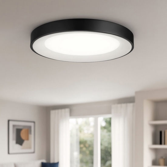 Ideal lux planet pl d50 plafoniera nera 3000k da interni