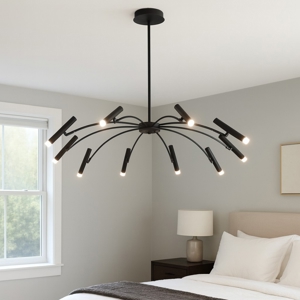 Lampadario led 50w per soggiorno moderno nero 3000k dimmerabile fp