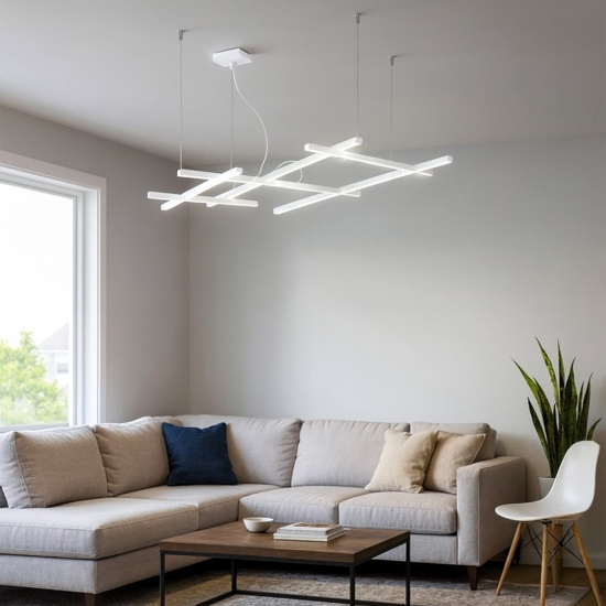 Perenz illuminazione lampadario net bianco moderno led 50w cct per soggiorno