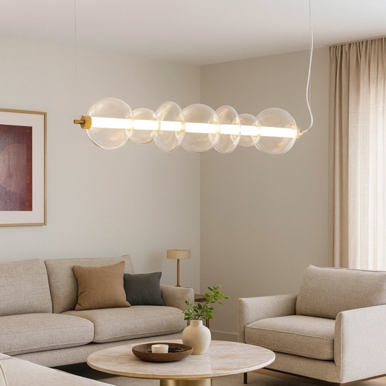 Perenz bubble lampadario oro sfere vetro per soggiorno
