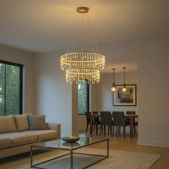 Lampadario led oro ramato stelle cadenti