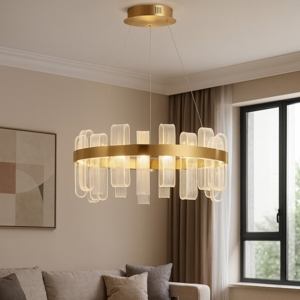 Lampadario elegante moderno per soggiorno dorato deisgn