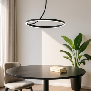 Lampadario moderno cerchio nero led 30w 4000k