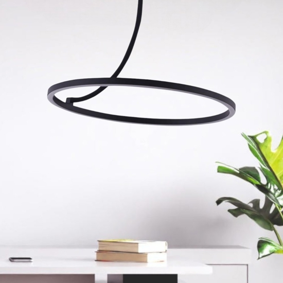 Lampadario moderno cerchio nero led 30w 4000k