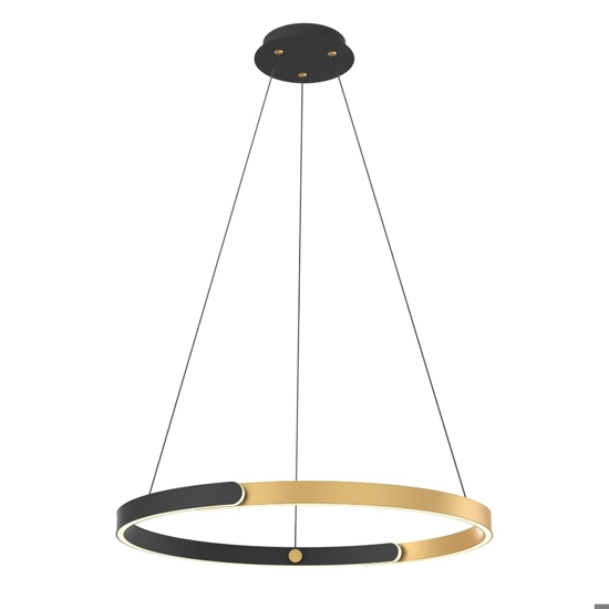 Lampadario led cerchio oro nero 30w 3000k
