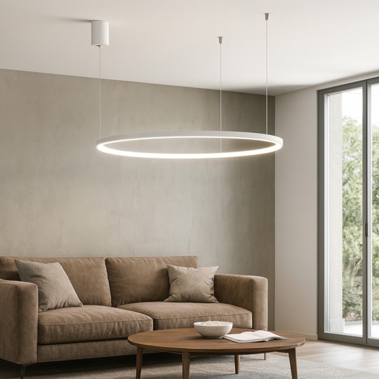 Ondaluce so soel 100 bianco lampadario cerchio led 47w 3000k 4000k