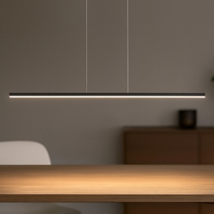 Linea light straight lampadario moderno led lineare nero 102cm