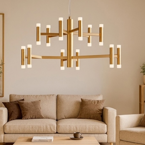 Lampadario moderno candles perenz oro opaco led 3000k per salotto