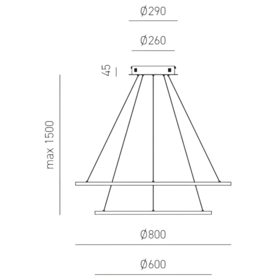 Lampadario erika s-2 gea luce bianco cerchi led 80w 3000k
