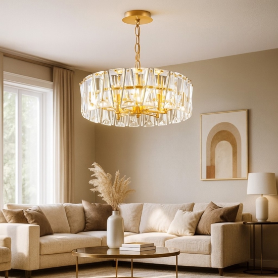 Maytoni lampadario elegante sei luci vetro oro per salotto