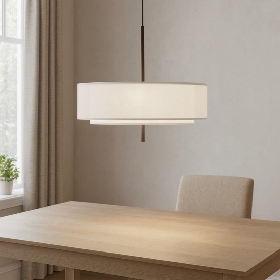 Maytoni bergamo lampadario moderno paralume in tessuto