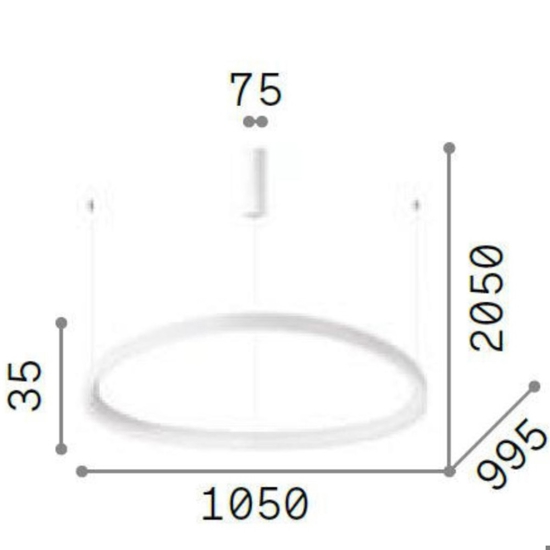 Gemini sp d105 bianco ideal lux lampadario led 80w 3000k