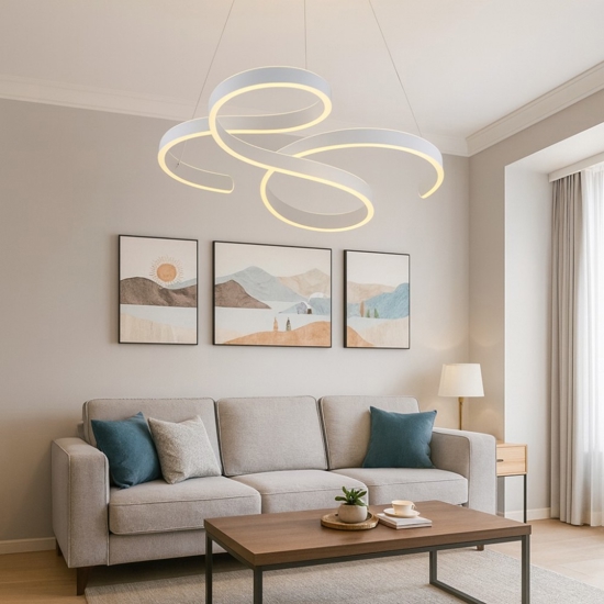Lampadario moderno per soggiorno bianco led 52w 3000k