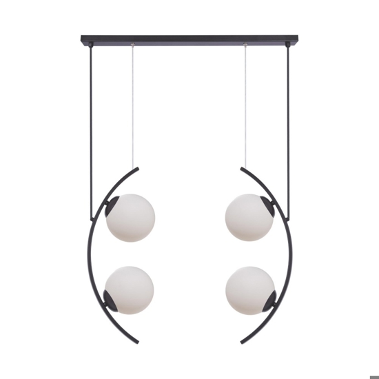 Lampadario moderno nero sfere di vetro per soggiorno