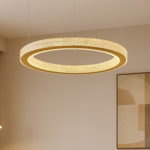 Lampadario led 40w 3000k dorato moderno cerchio per salotto
