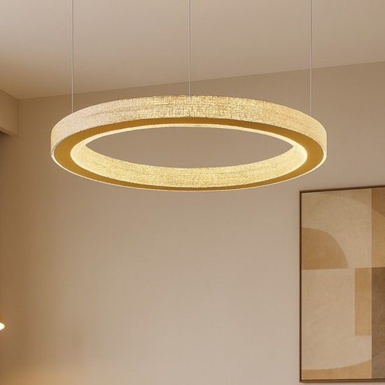 Lampadario led 40w 3000k dorato moderno cerchio per salotto