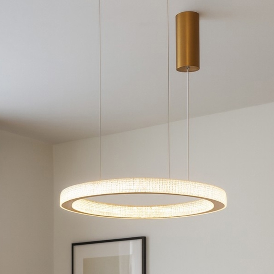 Lampadario led 40w 3000k dorato moderno cerchio per salotto