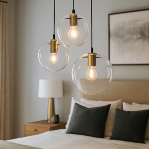 Lampadario oro nero vetri a cascata per camera da letto