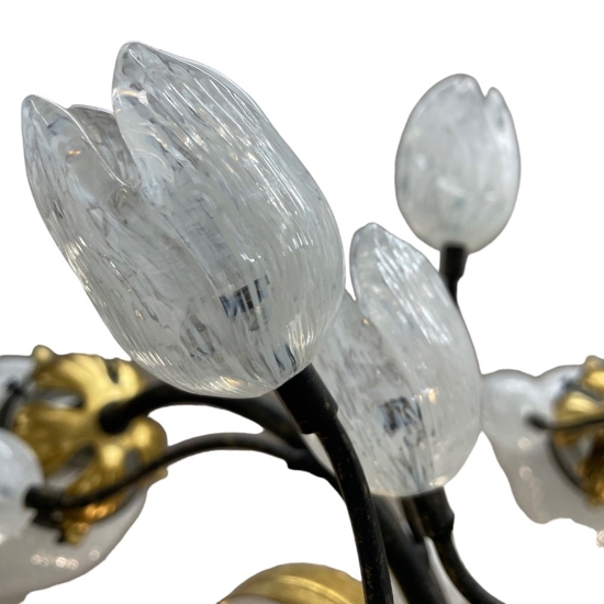 Mm lampadario tulipani ferro battuto con vetri fp per soggiorno