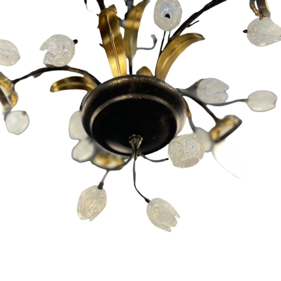 Mm lampadario tulipani ferro battuto con vetri fp