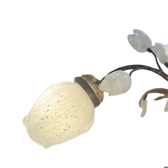 Mm lampadario tulipani ferro battuto con vetri fp per soggiorno