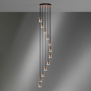 Vivida bag lampadario a cascata led 38w 3000k moderno oro rosa
